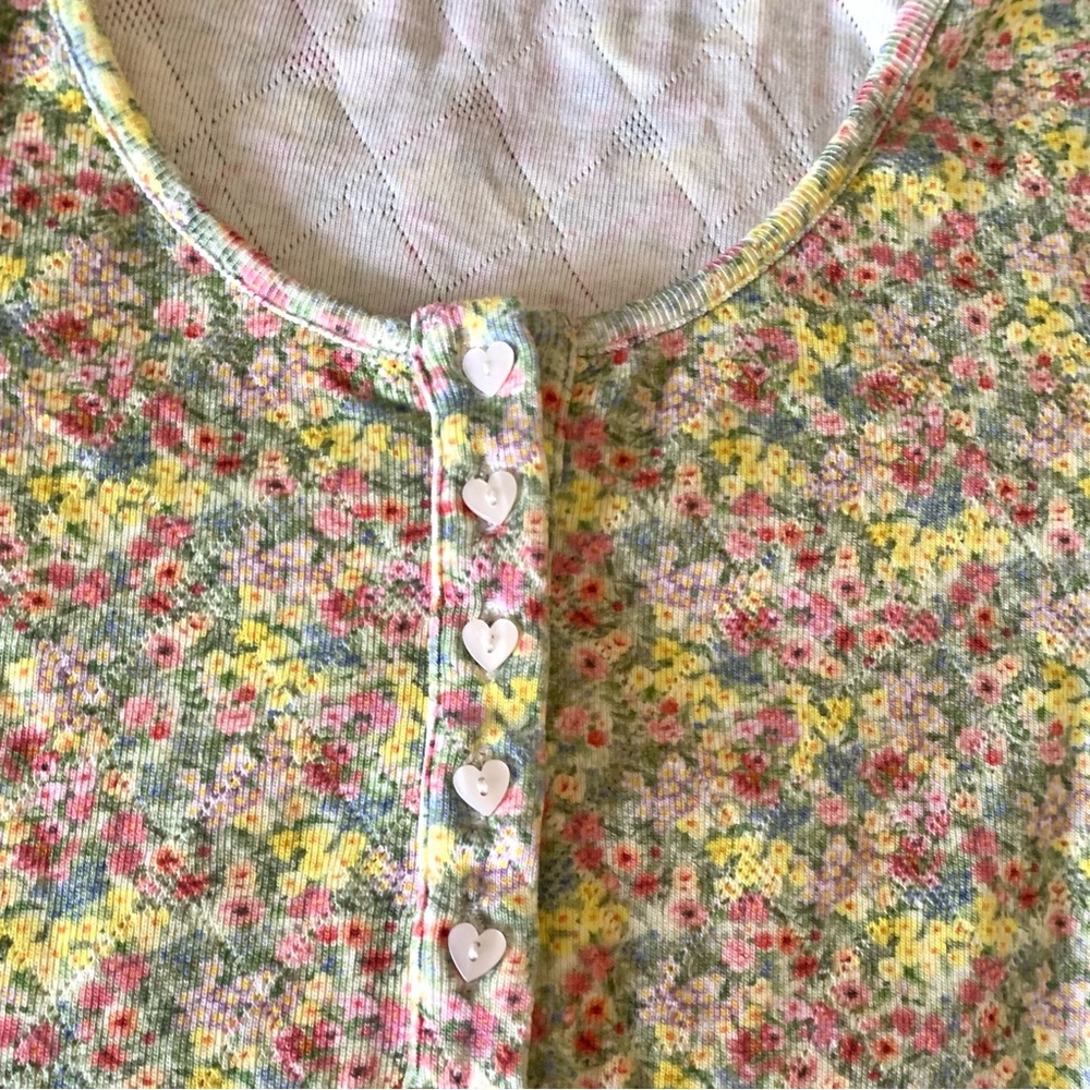 LoveShackFancy ditsy floral anaya long sleeve henley top